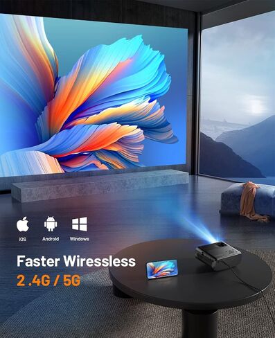 Mini Projector for iPhone ، Elephas 2025 Portable Propermy Projector ، جهاز عرض أفلام صغير مدعوم 1080 بكسل ، متوافق مع Android/iOS ، TV ، الكمبيوتر المحمول ، واجهة HDMI/USB in Kuwait