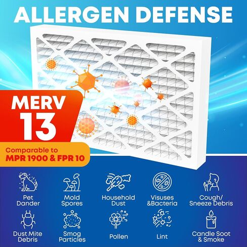 20x20x1 MERV 13 (6-Pack) Electrostatic Pleated Air Filters, Furnace Filters, Home Air Conditioner Filters, AC Filters, HVAC Filter Replacement MPR 1900 FPR 10 in Saudi Arabia