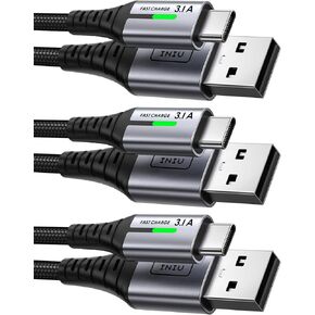 اي ان اي يو كيبل USB C، [5 قطع 3.1 امبير] كيبل شحن سريع USB نوع C، نايلون (3.3+3.3+6.6+6.6+10 قدم) شاحن جوال USB A الى USB C لسامسونج جالكسي اس 21 اس 20 اس 10 بلس نوت 10 ال جي جوجل بيكسل ون بلس in Kuwait