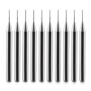 HOZLY 10PCS 1/8'' Shank 1.0mm End Mill CNC Bit Set, Carbide Engraving Bits Carving Bits CNC End Mill Router Bits 1/8 for PCB Wood, PCB Milling Cutter Bits Drill Bit (1.0mm)