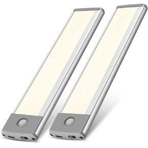 مستشعر الحركة القابل لإعادة الشحن مصابيح LED LED أكثر ليونة تحت العداد 54 بطارية الإضاءة الخزانة المطبخ اللاسلكي تعمل تحت عصا إضاءة الخزانة على ضوء الليل (2Pack)