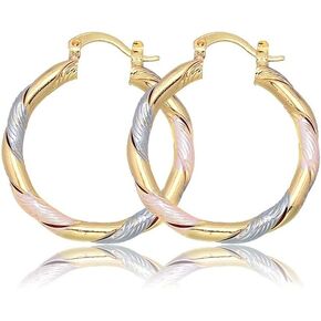 Ritach Chunky Gold Statement Earrings for Women 14K Gold Trendy Teardrop ball Earrings Thick Gold Open Hollow Hoops Jewelry in Kuwait