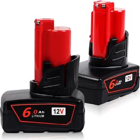 4Packs 12V 3.0Ah Lithium-Ion Replacement Battery for Milwaukee M12 Battery 48-11-2401 48-11-2412 48-11-2440 48-11-2425 48-11-2450, Compatible with Milwaukee 12-Volt Cordless Power Tools/Heated Jacket