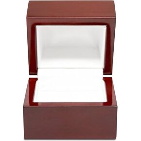 Luxurious Cherry Wood Leather Ring Gift Jewelry Box Display Case