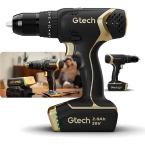 Gtech Combi Drill - Cordless Power Drill for DIY Projects, Home Tool Kit, and More - Includes Cordless Drill, Universal 20V Battery and Charger, and 9-Piece Combo Bit Tool Set