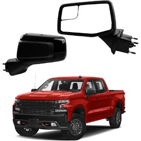 Dasbecan Right Passenger Side Mirror Compatible with 2019-2024 Chevy Silverado 1500 With Power Glass/Temperature Sensor/LED Turn signal/Heated/Blind Spot Black Replace#GM1321586 (9Pins)