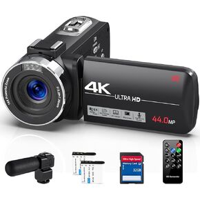Camcorder Video Camera 5K Ultra 64MP 18X Digital Zoom Camcorder WiFi IR Night Vision Vlogging Camera for YouTube 3.0 inch HD Touch Screen Camera with External Microphone, Stabilizer and Remote Control