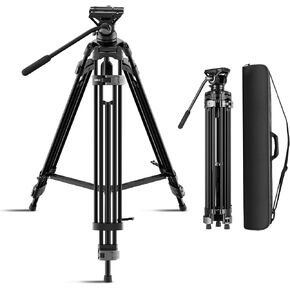 SIRUI AVT-02 Video Tripod, 74.8" Heavy Duty Tripod with 360 Degree Fluid Head and Quick Release Plate for DSLR, Camcorder, Camera