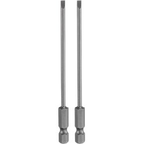 HARFINGTON 2pcs SL6 Magnetic SLotted Screwdriver Bits 6mm S2 Steel Flat Head Screwdriver Bit 1/4" Hex Shank Industrial Grade Screw Driver Drill Bits 100mm (3.9") Long for Screws