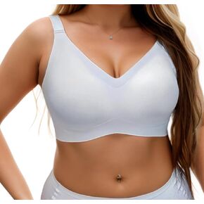 Wirefree Bras for Women, Comfortable No Underwire Push Up Seamless Bras Full Coverage V Neck Everyday Bras