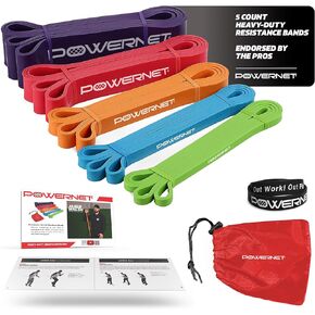 PowerNet Corbin Carroll Heavy Duty Resistance Bands Bundle | Carry Bag Included | Color Coded Resistance Levels | Workout or Stretch | Great for Home or Gym | Multisport