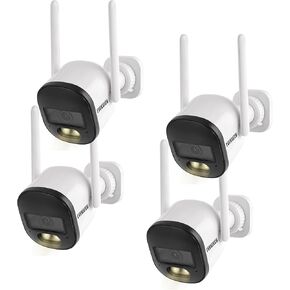EVERSECU 2K Wired WiFi Bullet Camera, 2.8mm Lens Wide Angel, 2-Way Audio, Night Vision, Motion Detection Alarm, Outdoor/Indoor, Waterproof, Supports ONVIF&RTSP Stream, Compatible with Alexa(4pack)