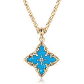 Fettero Gold Clover Necklace for Women Dainty 14K Gold Plated CZ Pendant Necklace Adjustable Chain Choker Charm Colorful Clover Pendant Lucky Necklace for Women Jewelry