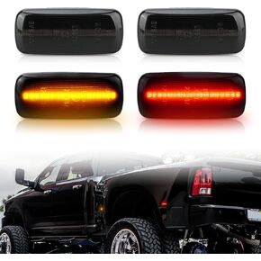 Bestview LED مصابيح تحديد جانبية مزدوجة لـ 2010-2018 Dodge Ram 2500 3500، عدسات دخان كهرمانية وحمراء، ملحقات مجموعة مصابيح إشارة الانعطاف الأمامية والخلفية، عدسات شفافة (عبوة من 4) in Kuwait