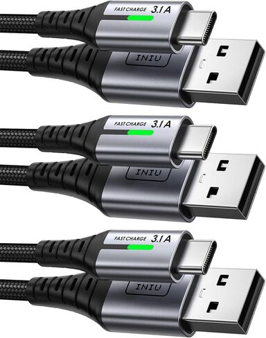 اي ان اي يو كيبل USB C، [5 قطع 3.1 امبير] كيبل شحن سريع USB نوع C، نايلون (3.3+3.3+6.6+6.6+10 قدم) شاحن جوال USB A الى USB C لسامسونج جالكسي اس 21 اس 20 اس 10 بلس نوت 10 ال جي جوجل بيكسل ون بلس in Kuwait