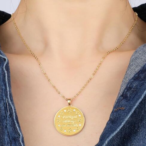 Gold Lighthouse Pendant Necklace for Women Girls 14K Gold Plated Lighthouse Coin Necklace with Sunrise Adjustable Chain Round Lighthouse Charm Travel Trendy Summer Jewelry Gift for Her in Saudi Arabia