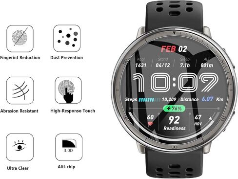 2 Pack Tempered Glass for Garmin Forerunner 165/Xiaomi Watch S3 Screen Protector,9H Hardness,Ultra Resistant,Anti-Fingerprints,No Bubbles,HD-Clear,Full Coverage Watch Film for Garmin Forerunner 165 [Easy Install] in Saudi Arabia