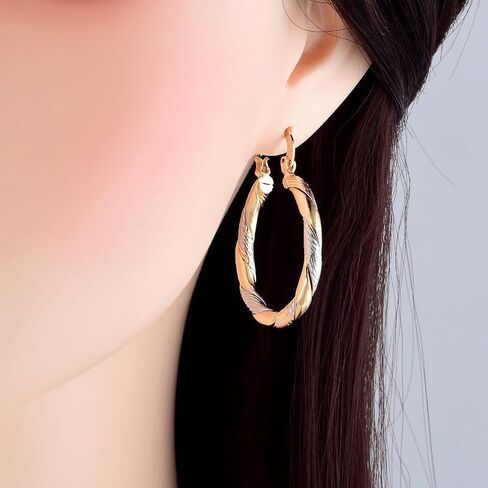 Ritach Chunky Gold Statement Earrings for Women 14K Gold Trendy Teardrop ball Earrings Thick Gold Open Hollow Hoops Jewelry in Kuwait