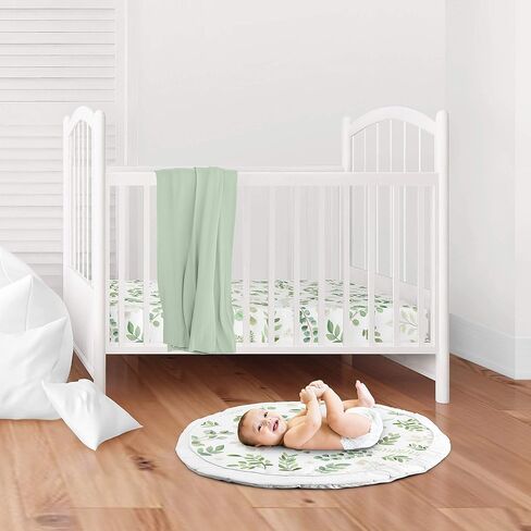 حلوة JoJo تصاميم Sage Green Boho Flower Girl Girl Play Play Mat Tummy Time Activity Infant Playmat Playpen Tent Teepee Floor Ivory Rabby Chic Bohemian Watercolor Garden Nature Modern Elegant in Kuwait