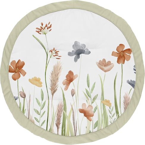 Sweet Jojo Designs Sage Green Boho Flower Floral Girl Baby Play Mat Tummy Time Activity Infant Playmat Playpen Tent Teepee Floor Ivory Shabby Chic Bohemian Watercolor Garden Nature Modern Elegant in Kuwait