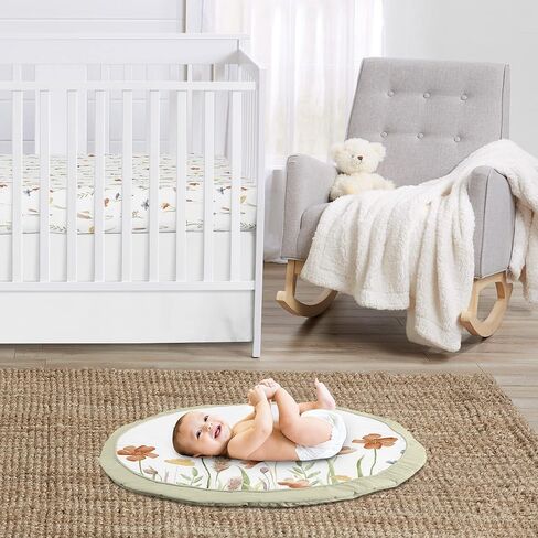 Sweet Jojo Designs Sage Green Boho Flower Floral Girl Baby Play Mat Tummy Time Activity Infant Playmat Playpen Tent Teepee Floor Ivory Shabby Chic Bohemian Watercolor Garden Nature Modern Elegant in Kuwait