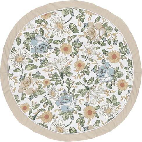 Sweet Jojo Designs Sage Green Boho Flower Floral Girl Baby Play Mat Tummy Time Activity Infant Playmat Playpen Tent Teepee Floor Ivory Shabby Chic Bohemian Watercolor Garden Nature Modern Elegant in Kuwait