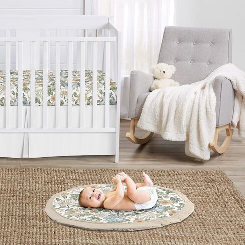 Sweet Jojo Designs Sage Green Boho Flower Floral Girl Baby Play Mat Tummy Time Activity Infant Playmat Playpen Tent Teepee Floor Ivory Shabby Chic Bohemian Watercolor Garden Nature Modern Elegant in Kuwait