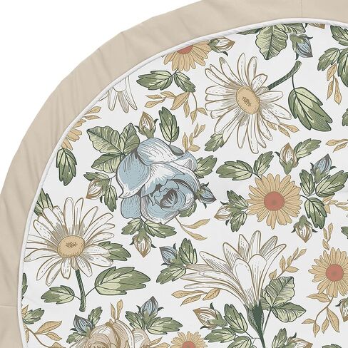 Sweet Jojo Designs Sage Green Boho Flower Floral Girl Baby Play Mat Tummy Time Activity Infant Playmat Playpen Tent Teepee Floor Ivory Shabby Chic Bohemian Watercolor Garden Nature Modern Elegant in Kuwait