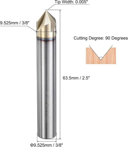uxcell 2 Pcs 90 Degree V Groove Engraving Router Bit for CNC Tip and 4 Flutes 1/4 Inch Shank Carving Bit Nano Coated Carbide End Mill for Carving Engraving in Kuwait