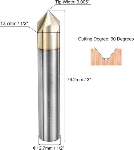 uxcell 2 Pcs 90 Degree V Groove Engraving Router Bit for CNC Tip and 4 Flutes 1/4 Inch Shank Carving Bit Nano Coated Carbide End Mill for Carving Engraving in Kuwait