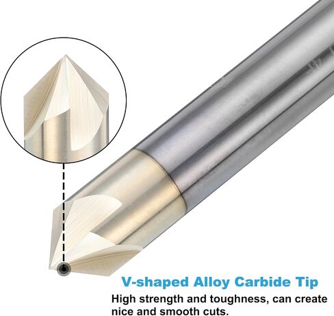 uxcell 2 Pcs 90 Degree V Groove Engraving Router Bit for CNC Tip and 4 Flutes 1/4 Inch Shank Carving Bit Nano Coated Carbide End Mill for Carving Engraving in Kuwait