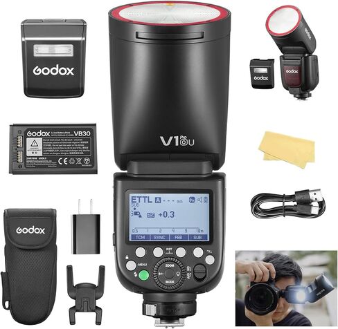 godox v1 pro f flash for canon eos camera with flash su-1 2980mah 76w battery e-ttl 1/8000s hss 1.3s recycle time 2.4g wireless 100 stituous stits hluges in Kuwait