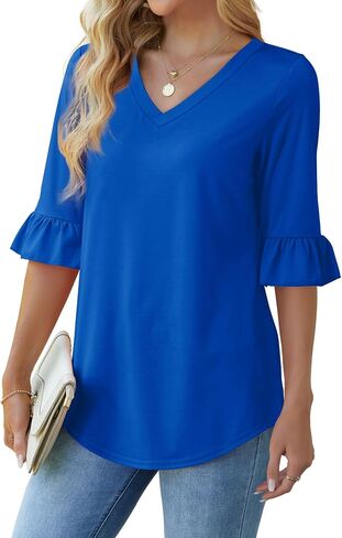 SAMPEEL 3/4 Length Sleeves Womens Tops Blouses for Women Dressy Casual Tops Trendy Summer Shirts Spring Clothes 2025 in Saudi Arabia