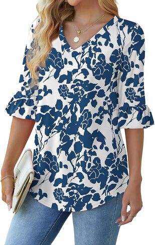 SAMPEEL 3/4 Length Sleeves Womens Tops Blouses for Women Dressy Casual Tops Trendy Summer Shirts Spring Clothes 2025 in Kuwait