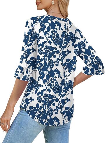 SAMPEEL 3/4 Length Sleeves Womens Tops Blouses for Women Dressy Casual Tops Trendy Summer Shirts Spring Clothes 2025 in Kuwait