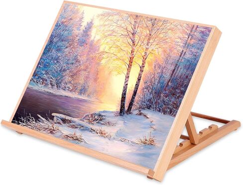 Tabletop Painting Easel, Wooden Desktop Drawing Board, 0-100°Adjustable A3 Art Easel Suitable for Oil Painting, Sketching, and Watercolor Painting in Saudi Arabia