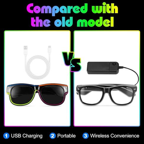 نظارات LED لاسلكية 8 ألوان تضيء نظارات فلاش نيون توهج لـ KTV وEDM وحفلات الهذيان والحفلات التنكرية in Kuwait