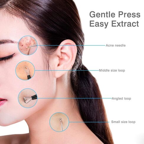 JPNK Blackhead Remover Tool Comedones Extractor Acne Removal Kit for Blemish, Whitehead Popping, 6 Pcs Zit Removing for Nose Face Tools with a Leather Bag in Kuwait