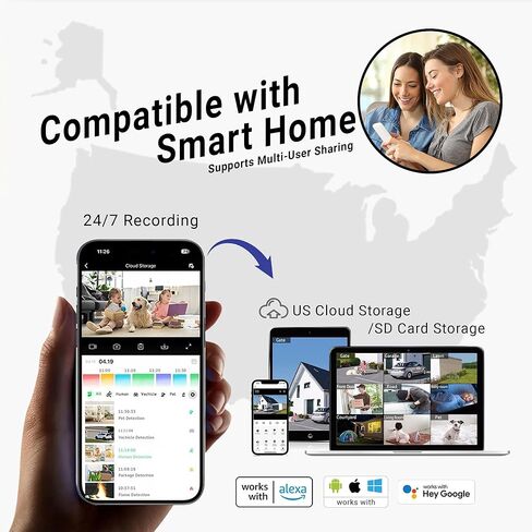 Laview 2K Solar Security Cameras Wireless Outdoor, Rechargeable Battery Wifi Cameras for Home Security with Spotlight Color Night Vision,Siren Alarm,AI Human Detection,IP65,2-Way Talk,Cloud/SD Storage in Kuwait