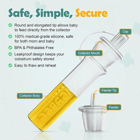 Colostrum Collector Kit | Reusable Silicone Breast Milk Collector for Harvesting Colostrum Breastmilk, Pre-Sterilized Includes Storage Case & Cotton Wipe | Set of 7 Collectors, 5mL Each in Saudi Arabia