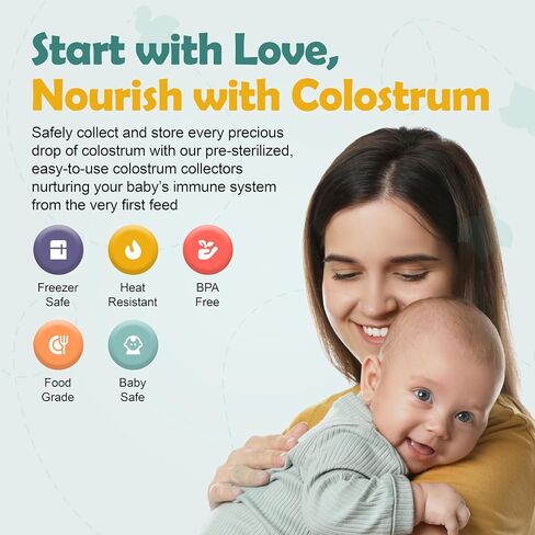 Colostrum Collector Kit | Reusable Silicone Breast Milk Collector for Harvesting Colostrum Breastmilk, Pre-Sterilized Includes Storage Case & Cotton Wipe | Set of 7 Collectors, 5mL Each in Saudi Arabia