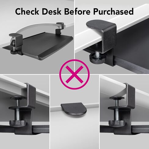 EHO Large Ergonomic C-Clamp Keyboard Tray Mount Under Desk with Wrist Rest, Slide-Out Platform 27.5x12.2 inch, Pull Out Keyboard & Mouse Tray Save Space Easy Installation for Home or Office, Black in Saudi Arabia