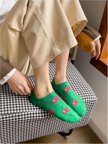 WDIRARA Women's 5 Pair Colorful Fruit Print Ankle Socks Cute Novelty Low Cut Sock Pairs in Saudi Arabia