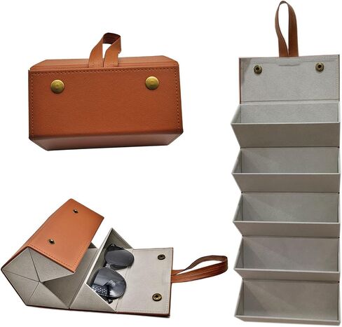 Travel Glasses Case Sunglasses PU Leather Storage Box, Foldable Multiple Eyewear Organizer for Women Men in Saudi Arabia