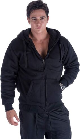 Hoodies for Men Winter Warm Heavyweight Sherpa Lined Fleece Zip Up Hoody Jacket in Saudi Arabia