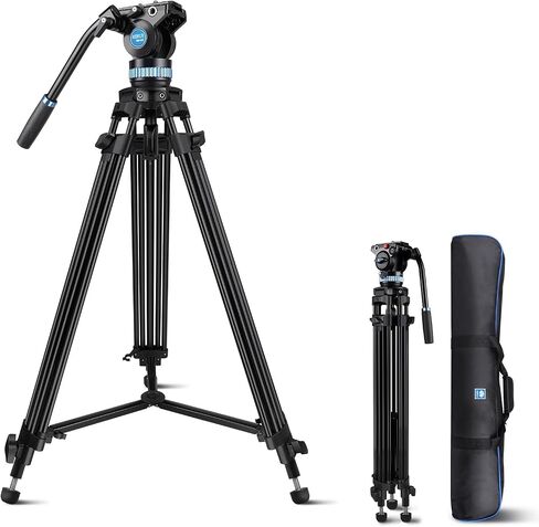 SIRUI AVT-02 Video Tripod, 74.8" Heavy Duty Tripod with 360 Degree Fluid Head and Quick Release Plate for DSLR, Camcorder, Camera in Kuwait