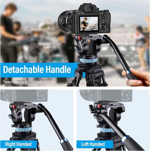 SIRUI AVT-02 Video Tripod, 74.8" Heavy Duty Tripod with 360 Degree Fluid Head and Quick Release Plate for DSLR, Camcorder, Camera in Kuwait