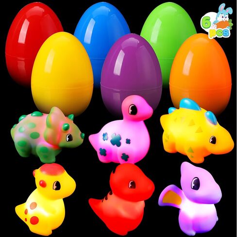 Joyin 6 PCS بيض عيد الفصح مملوءة مسبقًا مع ألعاب حمام عائمة للضوء للأطفال الصغار الصغار ، وأشجار السلة/الحشو ، وملء الأطعمة ، وصالح الحفلات ، وجائزة الفصول الدراسية ، in Saudi Arabia