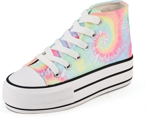 JUDIS Girls’ Platform Canvas Shoes Lace-up Fashion Sneakers Low Top and High Top Casual Shoes for Girls in Kuwait