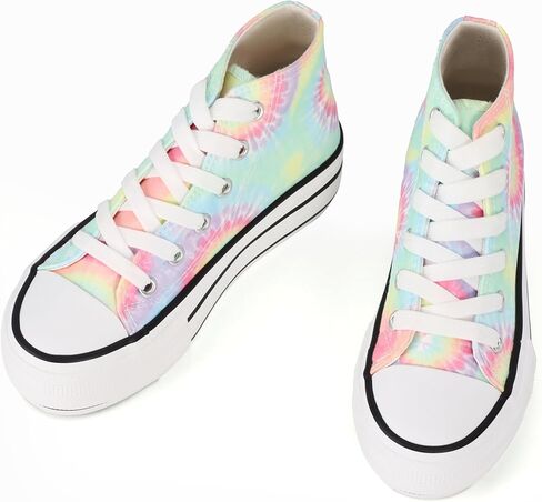 JUDIS Girls’ Platform Canvas Shoes Lace-up Fashion Sneakers Low Top and High Top Casual Shoes for Girls in Kuwait